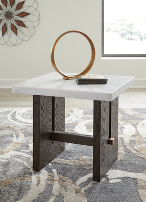 Burkhaus - 2 Pc. - Rectangular Cocktail Table & Rectangular End Table - White / Dark Brown