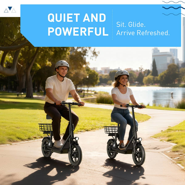 HiBoy - U3 Electric Scooter with Seat, 500W Motor, Neon Lights, 25-Mile Range & 20 mph Max Speed, 14" Tires - Black