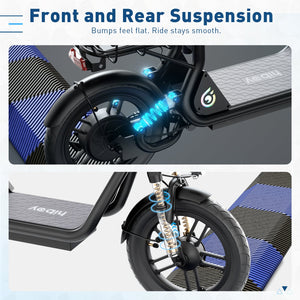 HiBoy - U3 Electric Scooter with Seat, 500W Motor, Neon Lights, 25-Mile Range & 20 mph Max Speed, 14" Tires - Black