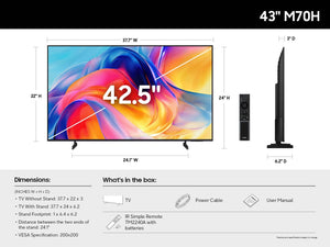 Samsung - 43" Class M70H Series Mini LED 4K UHD SamsungVision AI Smart Tizen TV (2026)