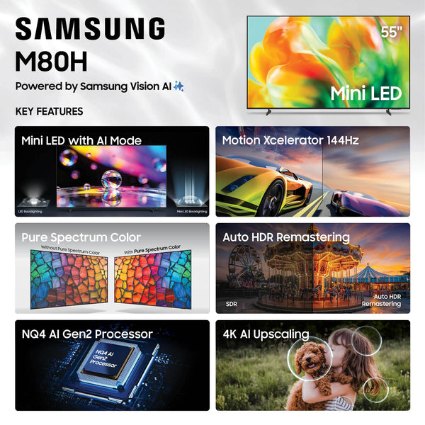 Samsung - 55" Class M80H Series Mini LED 4K UHD SamsungVision AI Smart Tizen TV (2026)