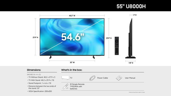 Samsung - 55” Class U8000H Series Crystal UHD 4K Smart Tizen TV (2026)