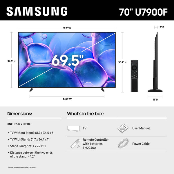 Samsung - 70" Class U7900 Series UHD 4K Smart Tizen TV (2025)