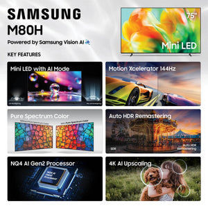 Samsung - 75" Class M80H Series Mini LED 4K UHD SamsungVision AI Smart Tizen TV (2026)