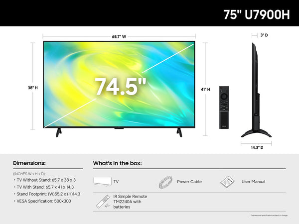 Samsung - 75" Class U7900 Series UHD 4K Smart Tizen TV