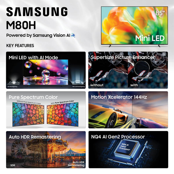 Samsung - 85" Class M80H Series Mini LED 4K UHD SamsungVision AI Smart Tizen TV (2026)