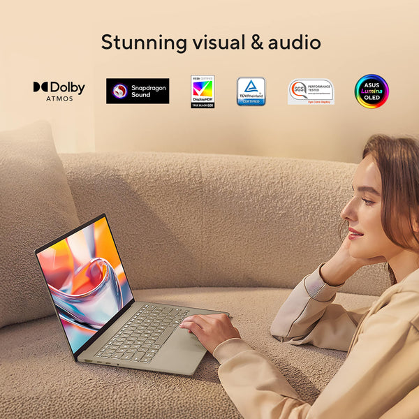 ASUS - Zenbook A14 14” OLED 2K Display - Snapdragon X2 Elite 2026 - 16GB Memory - 512GB Storage - Copilot+ PC - Zabriskie Beige