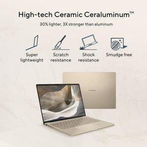 ASUS - Zenbook A14 14” OLED 2K Display - Snapdragon X2 Elite 2026 - 16GB Memory - 512GB Storage - Copilot+ PC - Zabriskie Beige