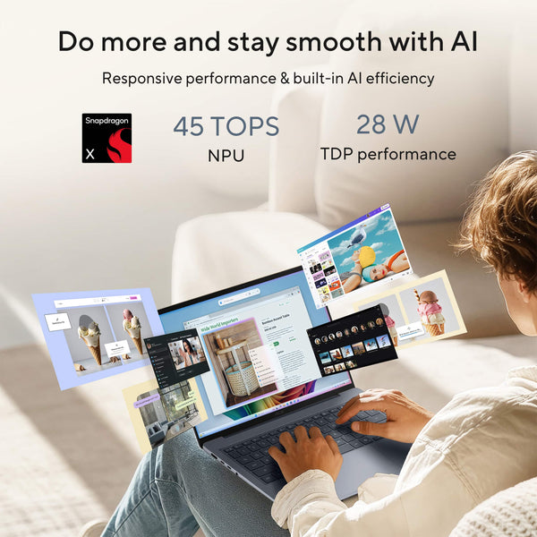ASUS - Zenbook 14 14" 2K OLED Laptop - Snapdragon X1-26-100 (2026) - 16GB Memory - 256GB Storage - Copilot+ PC - Arctic Blue