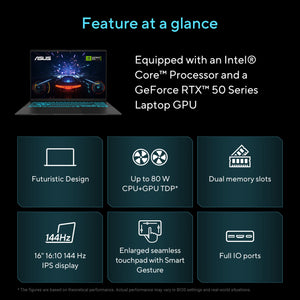 ASUS - V16 16" 2K Gaming Laptop - Intel Core 7 Processor 240H with NVIDIA GeForce RTX 5050 - 8GB Memory - 512GB SSD - Black