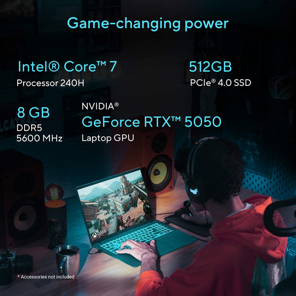 ASUS - V16 16" 2K Gaming Laptop - Intel Core 7 Processor 240H with NVIDIA GeForce RTX 5050 - 8GB Memory - 512GB SSD - Black