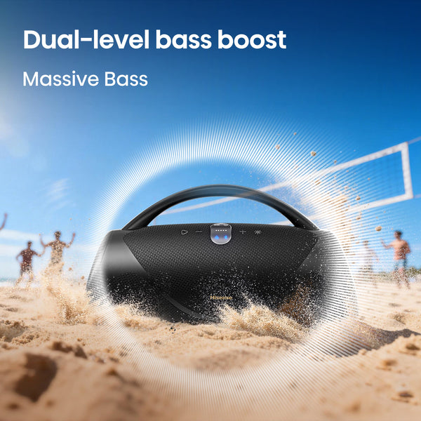 Hisense - Bluetooth Speaker VoyageBoom with rechargable battery, ambient lighting, Auracast, FM radio, IP67 - Black