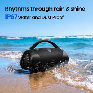 Hisense - Bluetooth Speaker VoyageBoom with rechargable battery, ambient lighting, Auracast, FM radio, IP67 - Black