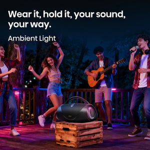 Hisense - Bluetooth Speaker VoyageBoom with rechargable battery, ambient lighting, Auracast, FM radio, IP67 - Black