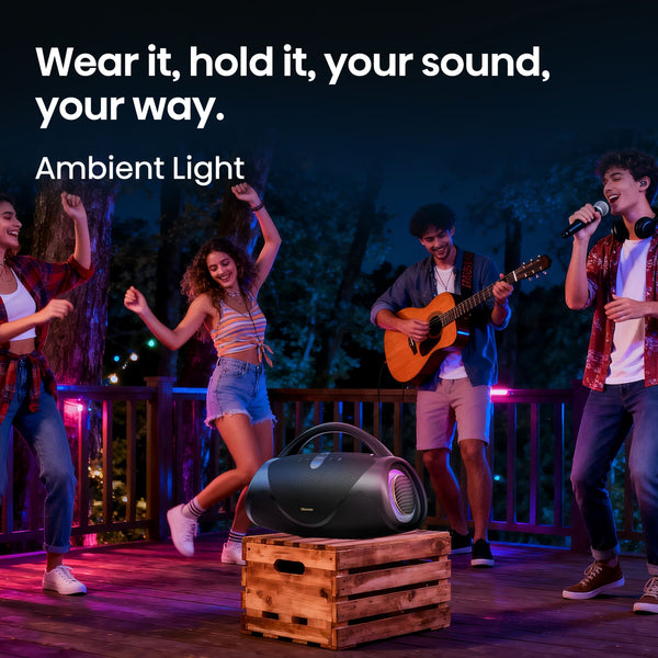 Hisense - Bluetooth Speaker VoyageBoom with rechargable battery, ambient lighting, Auracast, FM radio, IP67 - Black