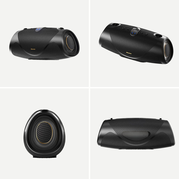 Hisense - Bluetooth Speaker WeBoom, Up to 24-Hour Playtime, Convenient Carry Strap, IP67, Auracast – - Black