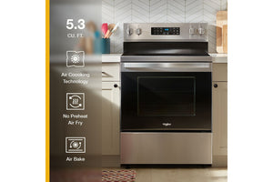 30-inch Energy Star Electric Range with Air Cooking Technology, No Preheat Air Fry and Air Baking and Self Clean #stainlesssteel