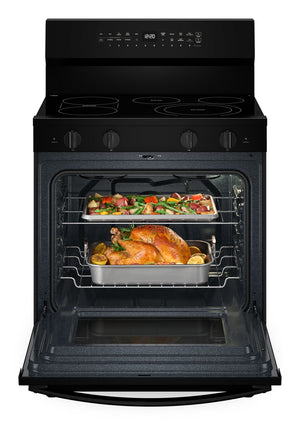 30-inch Electric Smart Range with Air Cooking Technology, No Preheat Air Fry, High Speed Preheat Oven, WipeClean™ Coating, and Steam/Self Clean #black