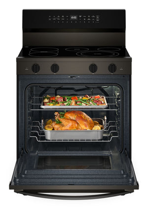 30-inch Electric Smart Range with Air Cooking Technology, No Preheat Air Fry, High Speed Preheat Oven, WipeClean™ Coating, and Steam/Self Clean #blackstainless