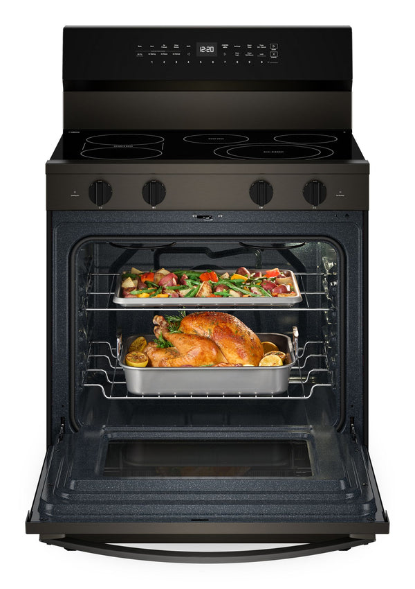 30-inch Electric Smart Range with Air Cooking Technology, No Preheat Air Fry, High Speed Preheat Oven, WipeClean™ Coating, and Steam/Self Clean #blackstainless