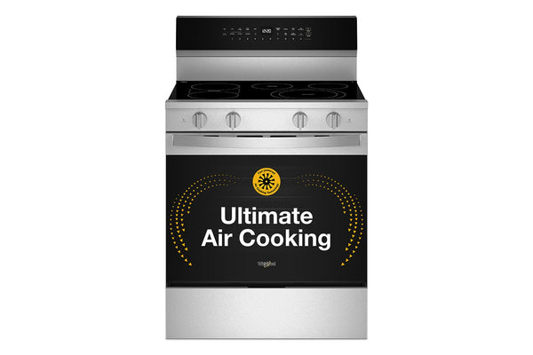 30-inch Electric Smart Range with Air Cooking Technology, No Preheat Air Fry, High Speed Preheat Oven, WipeClean™ Coating, and Steam/Self Clean #stainless