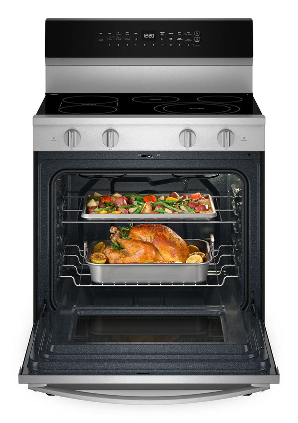 30-inch Electric Smart Range with Air Cooking Technology, No Preheat Air Fry, High Speed Preheat Oven, WipeClean™ Coating, and Steam/Self Clean #stainless