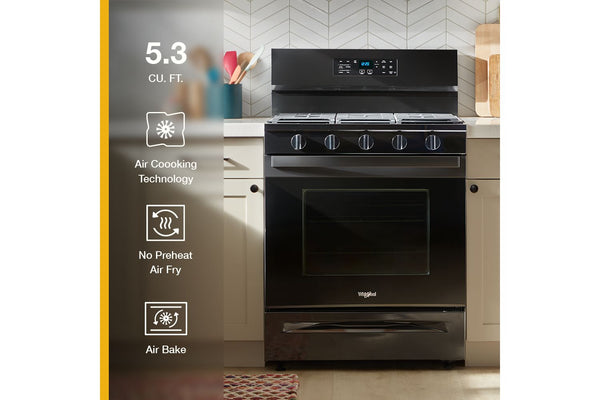 30-inch Gas Range with Air Cooking Technology, No Preheat Air Fry and Air Baking and Self Clean #black