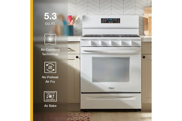 30-inch Gas Range with Air Cooking Technology, No Preheat Air Fry and Air Baking and Self Clean #white