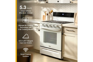 30-inch Smart Gas Range with Air Cooking Technology, No Preheat Air Fry, Steam/Self Clean and High Speed Preheat #white