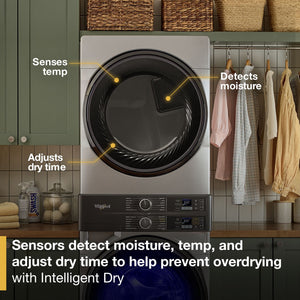 Whirlpool - Smart ENERGY STAR® Front Load Laundry Tower with UV Clean Technology & FreshFlowTM Vent System 4.5 cu. ft. Washer & 7.4 cu. ft. Gas Dryer #radiantsilver