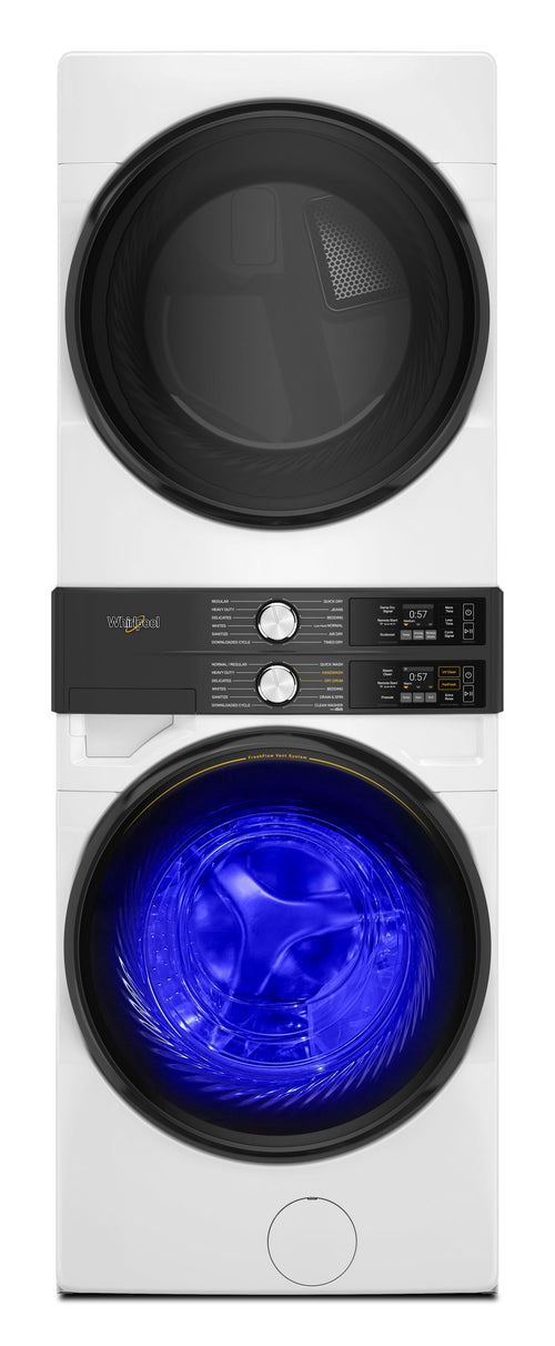 Whirlpool - Smart ENERGY STAR® Front Load Laundry Tower with UV Clean Technology & FreshFlowTM Vent System 4.5 cu. ft. Washer & 7.4 cu. ft. Gas Dryer #white