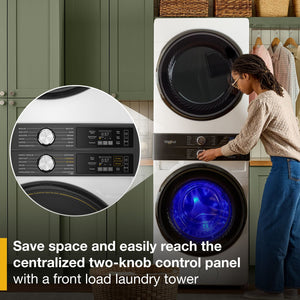 Whirlpool - Smart ENERGY STAR® Front Load Laundry Tower with UV Clean Technology & FreshFlowTM Vent System 4.5 cu. ft. Washer & 7.4 cu. ft. Gas Dryer #white