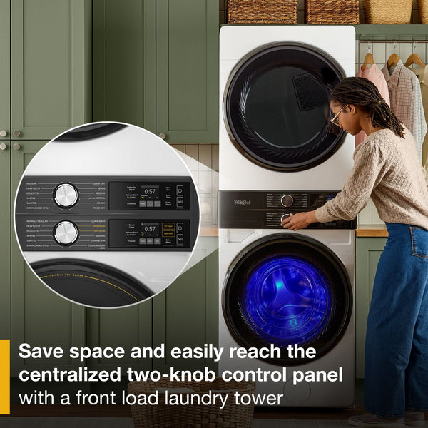 Whirlpool - Smart ENERGY STAR® Front Load Laundry Tower with UV Clean Technology & FreshFlowTM Vent System 4.5 cu. ft. Washer & 7.4 cu. ft. Gas Dryer #white