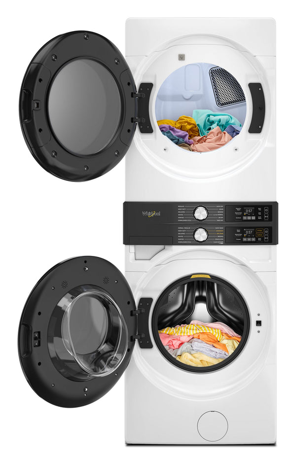 Whirlpool - Smart ENERGY STAR® Front Load Laundry Tower with UV Clean Technology & FreshFlowTM Vent System 4.5 cu. ft. Washer & 7.4 cu. ft. Gas Dryer #white