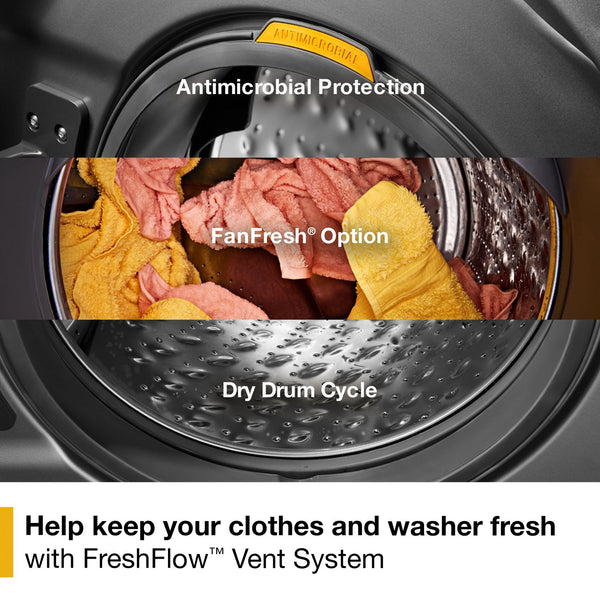 Whirlpool - Smart ENERGY STAR® Front Load Laundry Tower with UV Clean Technology & FreshFlowTM Vent System 4.5 cu. ft. Washer & 7.4 cu. ft. Gas Dryer #white