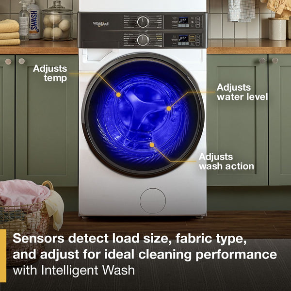 Whirlpool - Smart ENERGY STAR® Front Load Laundry Tower with UV Clean Technology & FreshFlowTM Vent System 4.5 cu. ft. Washer & 7.4 cu. ft. Gas Dryer #white