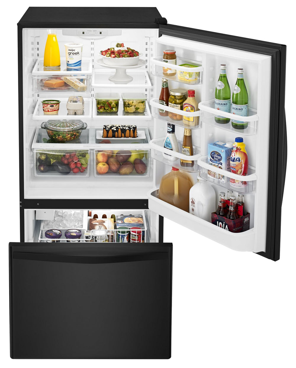 Whirlpool - 33-inches wide Bottom-Freezer Refrigerator with SpillGuard™ Glass Shelves - 22 cu. ft #black