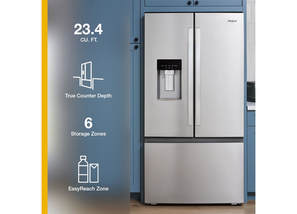 36-inch Wide True Counter-Depth 3-Door French Door Refrigerator - 23.4 cu. ft. #stainless