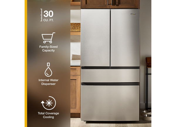 Whirlpool® 30 Cu. Ft. Family-Sized Capacity French Door Refrigerator with Flexible Temperature Drawer #white