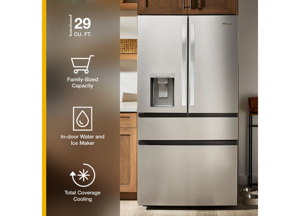 Whirlpool® 29 Cu. Ft. Family-Sized Capacity French Door Refrigerator with Flexible Temperature Drawer #blackstainless