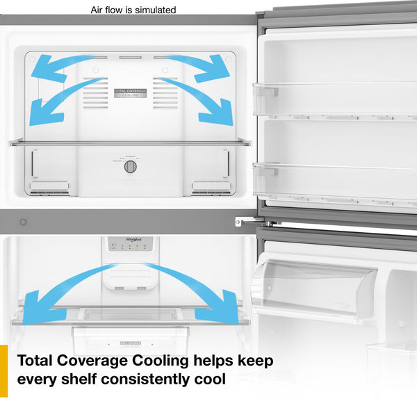 Whirlpool® 30-inch Wide Top Freezer Refrigerator with Total Coverage Cooling- 19 Cu. Ft. #stainless