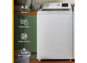 4.3 Cu. Ft. Whirlpool® Top Load Impeller Washer with Quick Wash Cycle and Soft Close Glass Lid