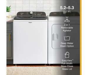 5.2–5.3 Cu. Ft. Whirlpool® Top Load Washer with Removable Agitator #white