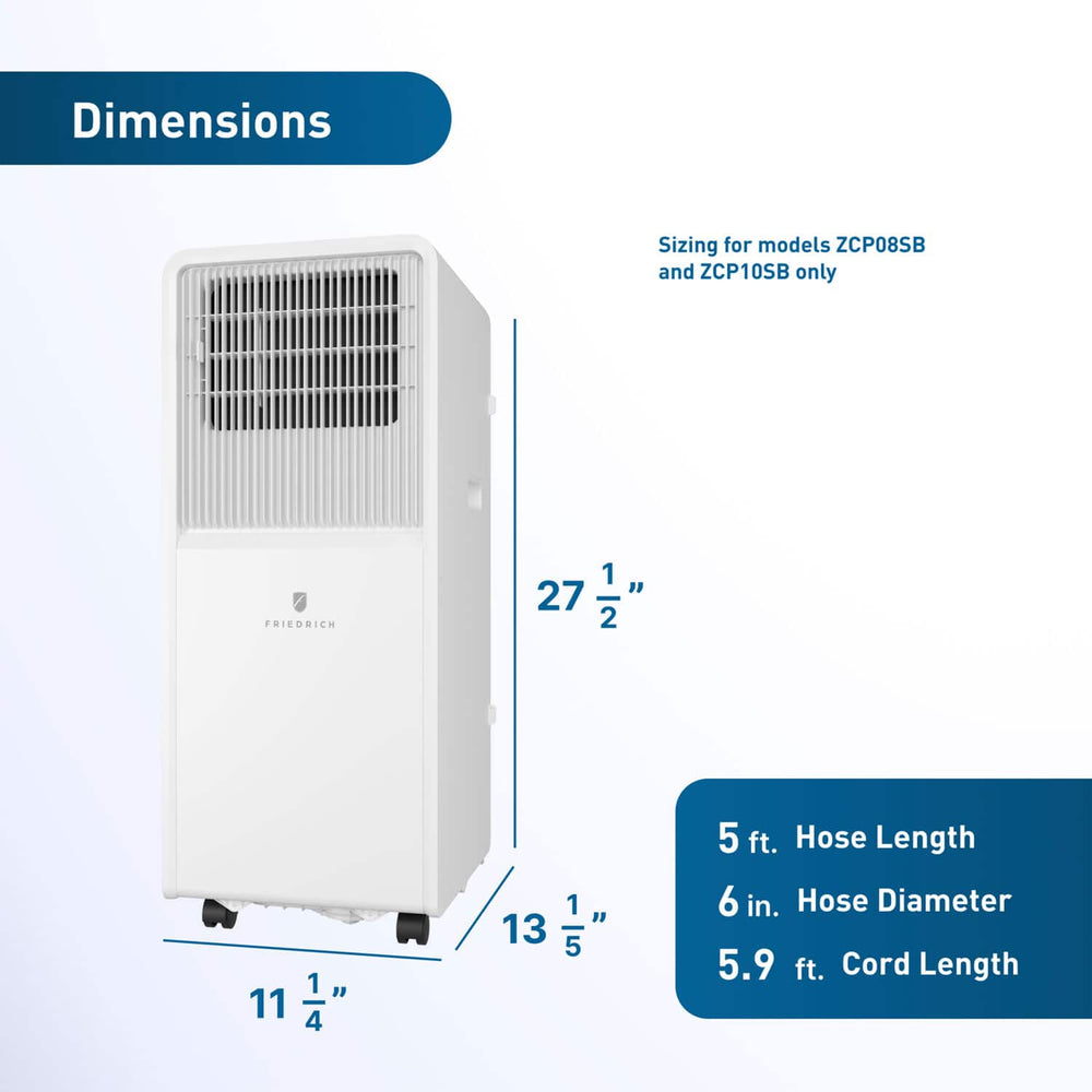 Friedrich - 8,500 BTU (5000 DOE) 350 Sq. Ft. Portable A/C Cool Only Wifi Enabled - White