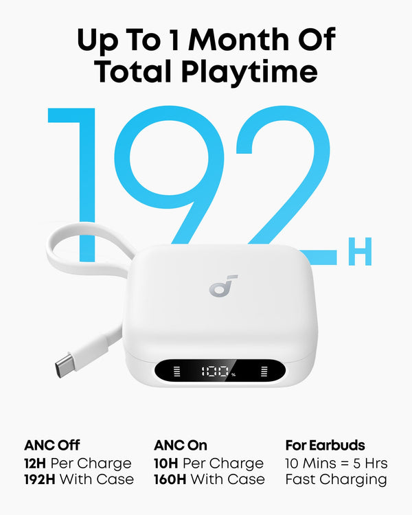 Soundcore - by Anker P41i Bluetooth Wireless In Ear Earbuds with Portable USB-C 3,000mAh Phone Charger - White