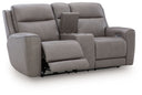 5Z-Comfort - Relaxation - Power Reclining Loveseat with Console / Adj Headrest #gray