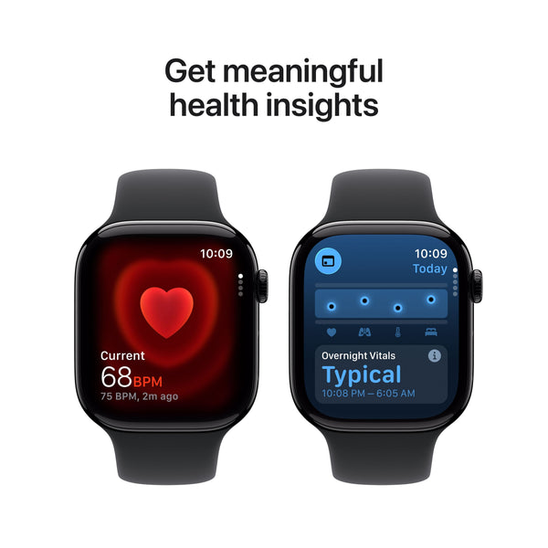 Apple Watch Series 11 (GPS+Cellular) 46mm Aluminum Case with Black Sport Band - S/M - Jet Black - (2025)