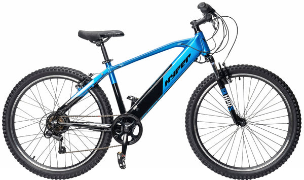 Hyper - 26" Mountain Electric Bike eBike 20mph Speed & 20 Mile Operating Range - Class 1 Pedal Assist - UL Approved & Certified - Blue