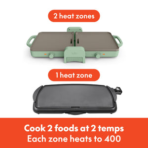 Bella - Fits-anywhere Kitchenware: 10" x 20" Fold & Store Dual Temp Electric Griddle - Seaglass