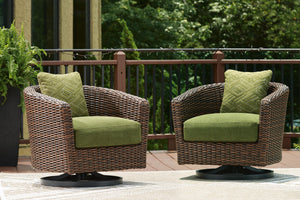 Horizon Hall - Sillón Giratorio con Cojín - Marrón / Verde